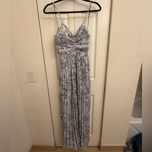 She + Sky White and Blue Floral Maxi Dress